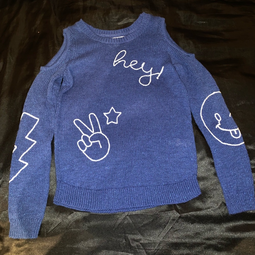 Blue off the shoulder sweatshirt